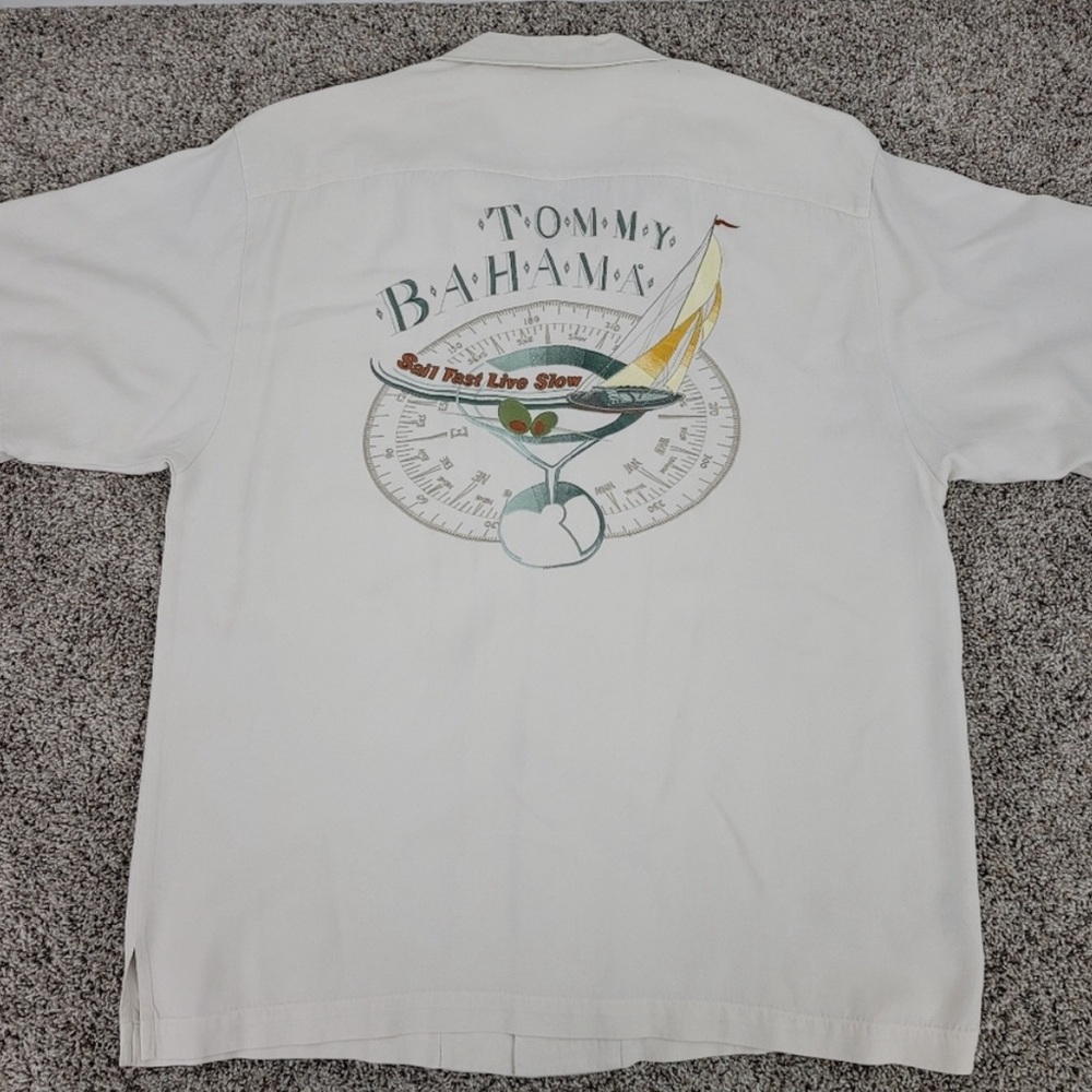 Tommy Bahama Sail Fast Live Slow Silk Shirt Mens Medium